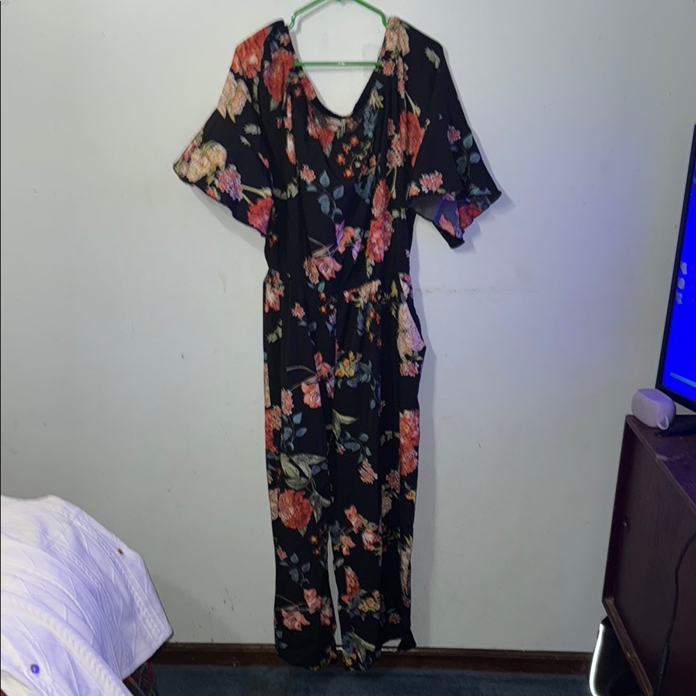 Floral Black Romper